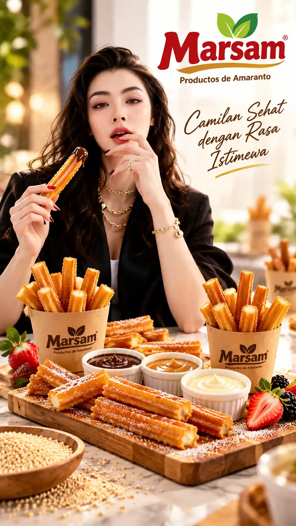 Banner promosi Marsam dengan sajian camilan churros